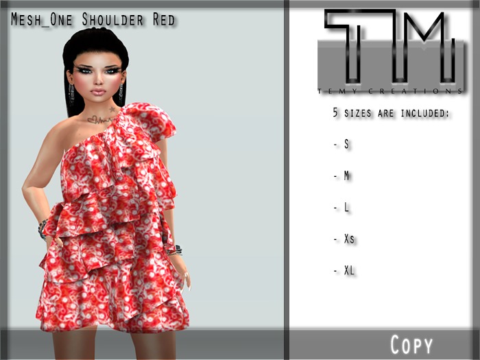 [TM] Mesh_One Shoulder Red