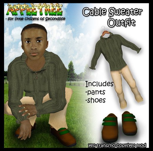 !!APPLETREE!! Cable sweater outfit for boy avatars  	 