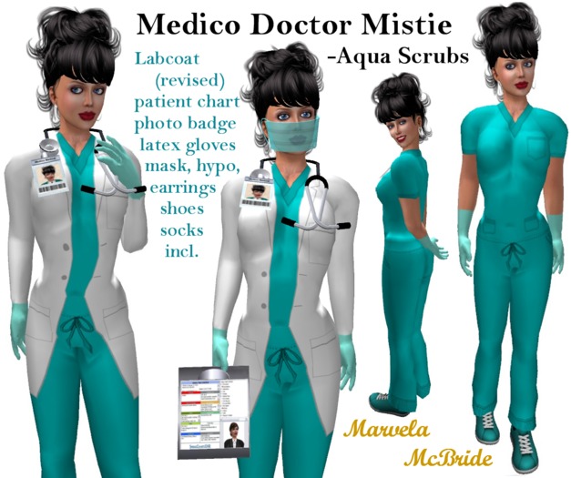 ! "Medico" Doctor Mistie -Aqua Scrubs