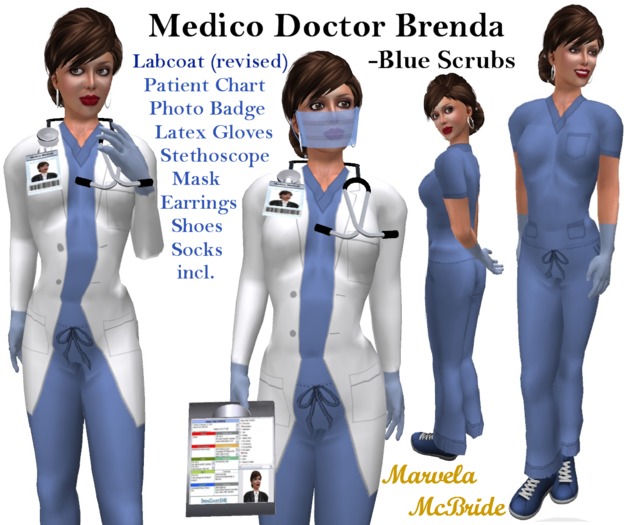! "Medico" Doctor Brenda -Blue Scrubs