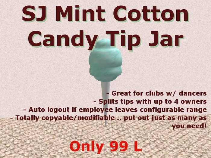 SJ Mint Cotton Candy Tip Jar
