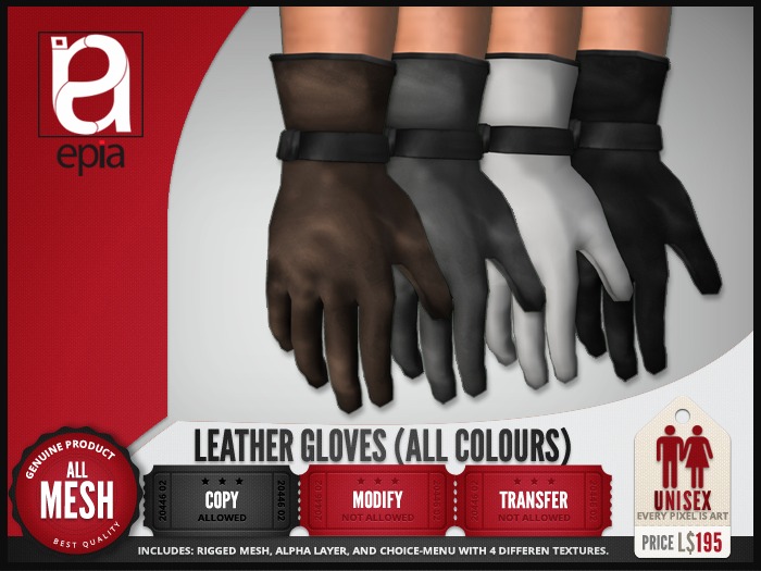 (epia) - Leather Gloves ALL COLOURS
