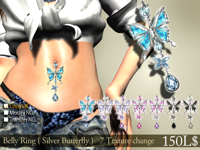 *:..Silvery K..*Belly ring (Silver Butterfly)