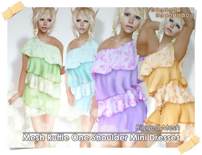 NN Mesh Ruffle One Shoulder Mini Dress [FAT PACK]