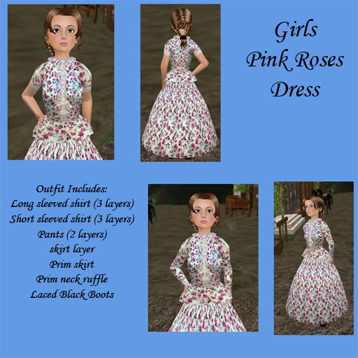 Girls Pink Roses Dress