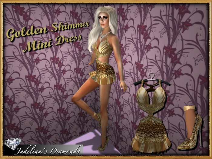 Gold Shimmer Mini Dress by Jadelina's Diamonds