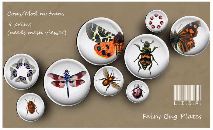 Fairy Bug Plates - Mesh - LISP Bazaar