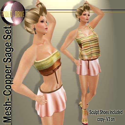 Striped Mesh Mini Skirt and Top Set- Shoes Included