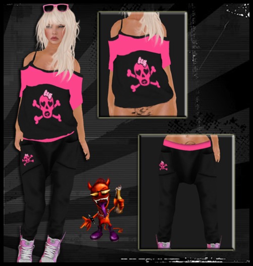 ..::Drunk Devil ::..  ~ Pink Skeleton ~ MESH Outfit