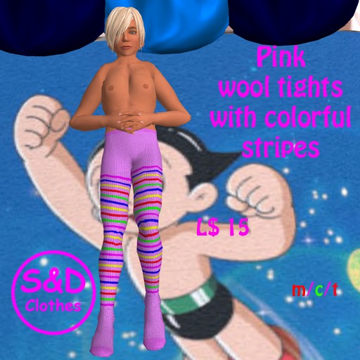 Pink Tights w Colorful Stripes