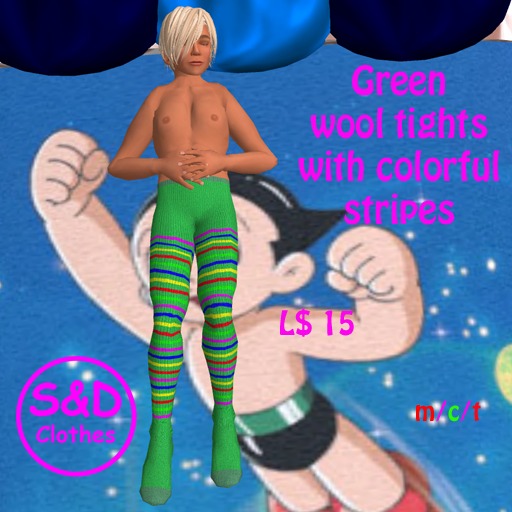 Green Tights w Colorful Stripes