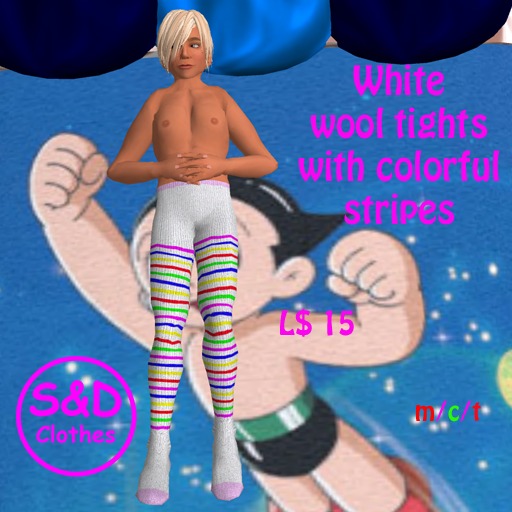 White Tights w Colorful Stripes