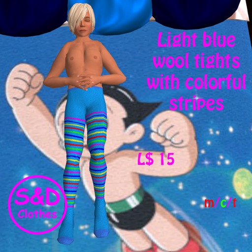 Lightblue Tights w Colorful Stripes