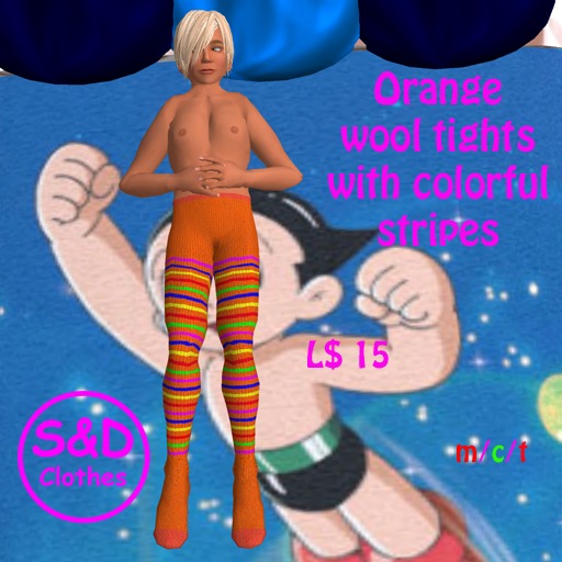 Orange Tights w Colorful Stripes