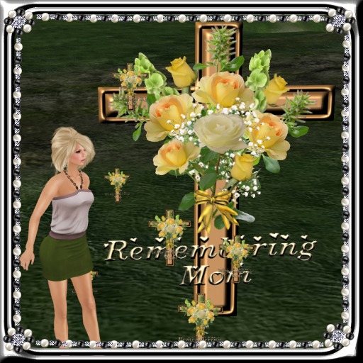 REM2 Remembering Mom Yellow Roses Floral Cross (Rezz Me)