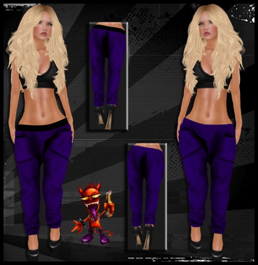 ..::Drunk Devil ::..  ~ Purple & Black ~ MESH Baggy