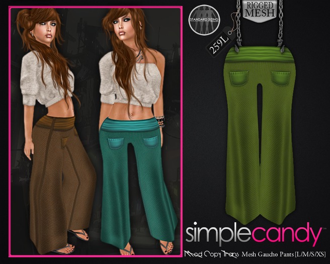 SimpleCandy - Mesh Gaucho Pants [Olive]