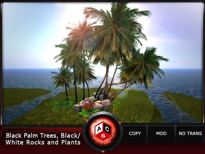 ACS Black Palm Trees, Black/White Rocks and Plants