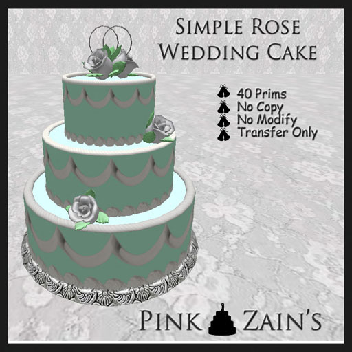 Simple Rose Wedding Cake - Mint