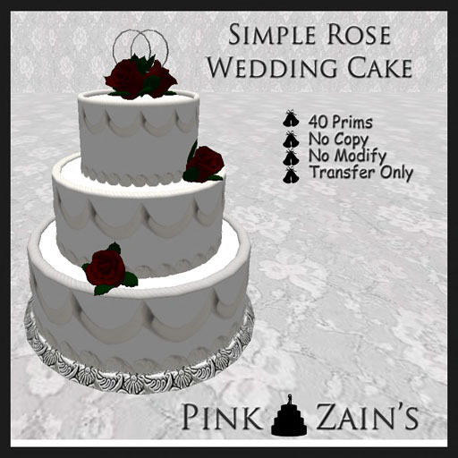 Simple Rose Wedding Cake - Burgandy