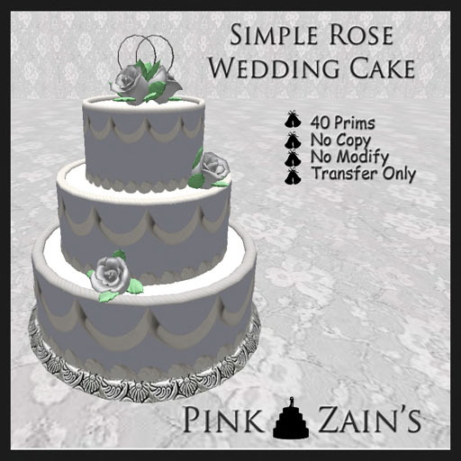 Simple Rose Wedding Cake - Blue