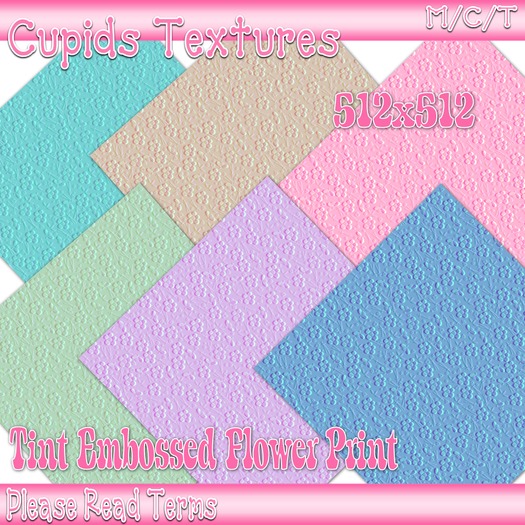 *Cupids Textures * 6 EMBOSSED TINY FLOWER PRINT