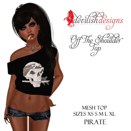 ! Devilish Designs Mesh Off The Shoulder Top Pirate