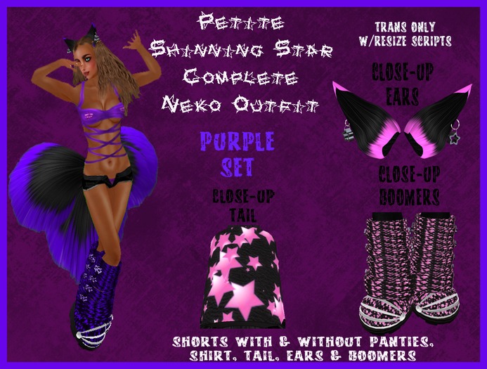 Petite Shinning Star Purple Complete Neko Outfit