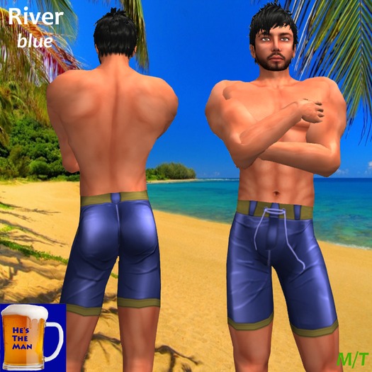 He's The Man River Blue Swim Trunks
