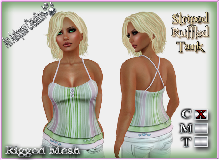 Striped Tank (Rigged Mesh) GreenPink