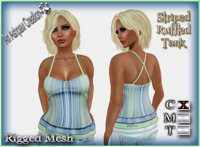 Striped Tank (Rigged Mesh) BlueGreen
