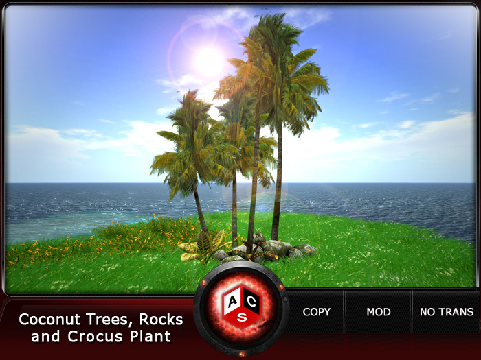 ACS Coconut Trees, Rocks and Crocus Plant