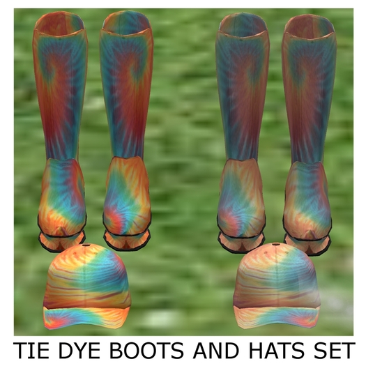 Tie Dye Boots and Hats Set