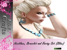 F.O.E. Crafts Necklace, Bracelet and Earring Set (Blue) BOXED