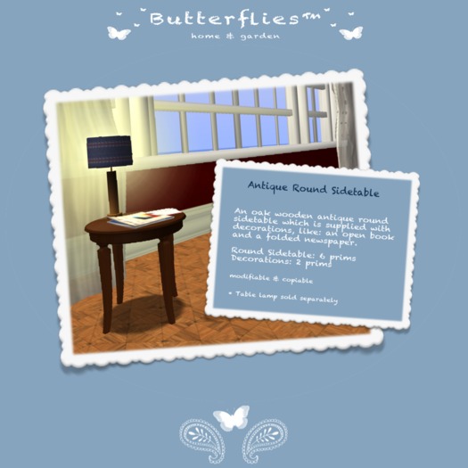 ButterfliesTM - Antique Round Table & Deco