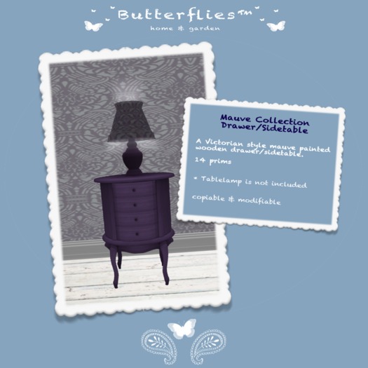 ButterfliesTM - Mauve Sidetable/Drawer (S)