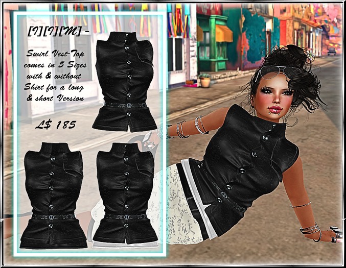 [I][I][M] - Swirl-Vest-Top Black
