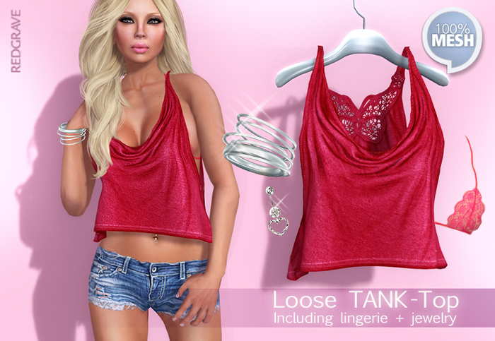 MESH - Loose-Tanktop Butterfly - Magenta - REDGRAVE