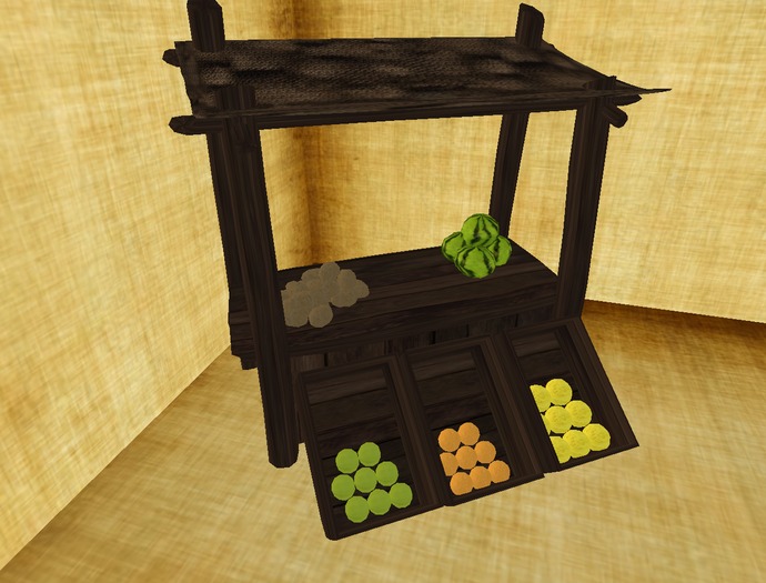 (SD)Market stall with veg&fruit piles