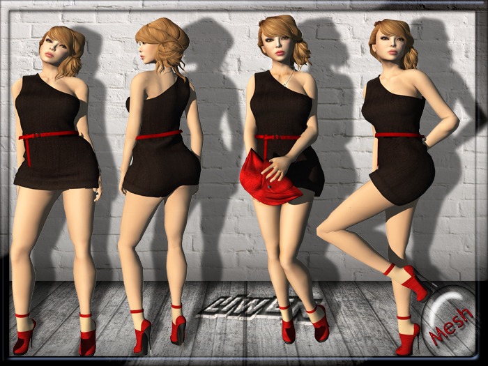 .:.LIWEN.:. One Shoulder Dress Black with Belt, bag and shoe