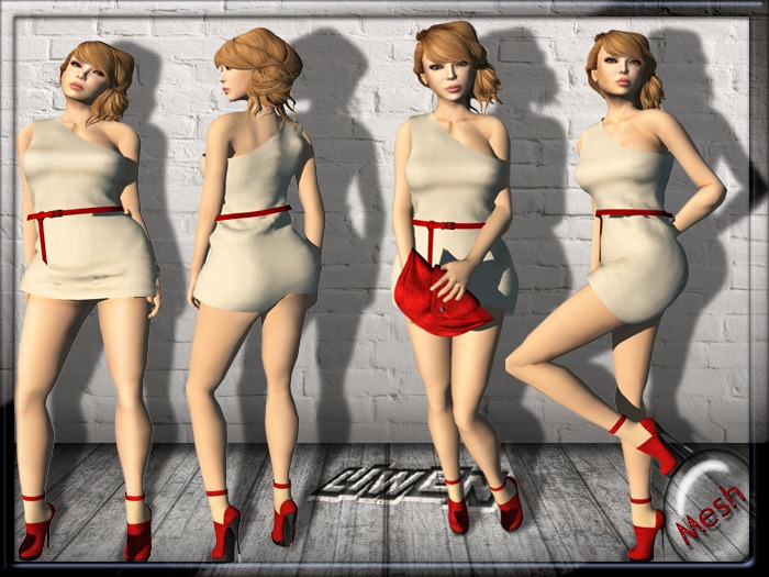 .:.LIWEN.:. One Shoulder Dress White With Belt, Bag and Shoe