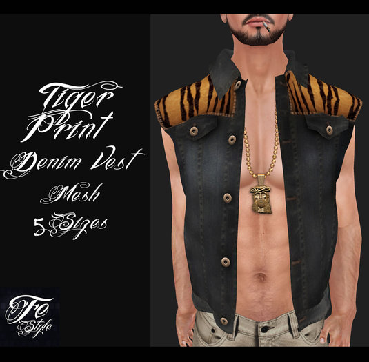 ::Fe Style:: Tiger Print - Denim Vest