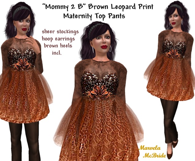 *"Mommy 2 B" Brown Leopard Print Maternity Top Pants