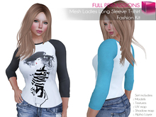 CLASSIC RIGGED MESH Women's Female Ladies Round Neck Long Sleeve Baseball T-shirt - 2 TEXTURES 
