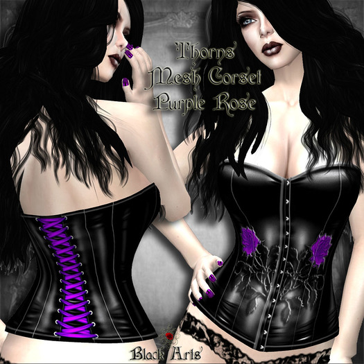 ~Black Arts~Thorns Mesh Corset Purple Rose