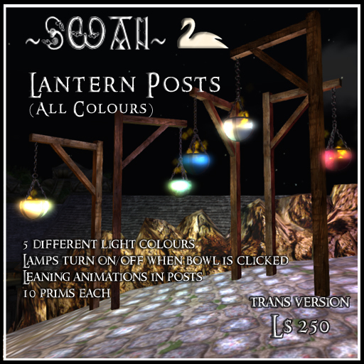 ~SWAN~ Lantern Posts With Lean Poses (All 5 Colours, Trans)