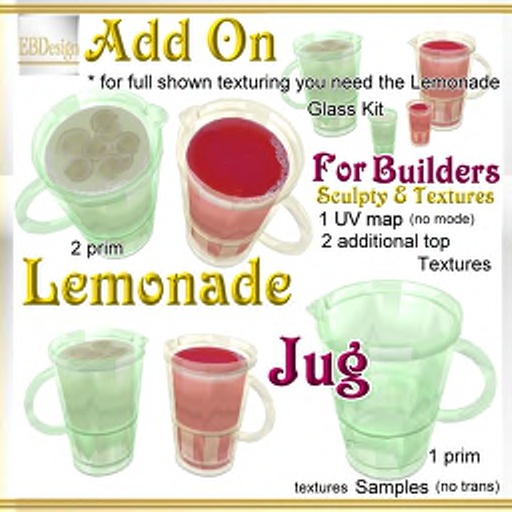 EBDesign - Lemonade - Add On Jug UV map & 2 top textures