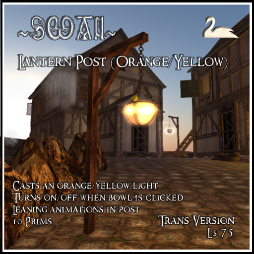 ~SWAN~ Lantern Post With Lean Poses (Orange/Yellow, Transfer)