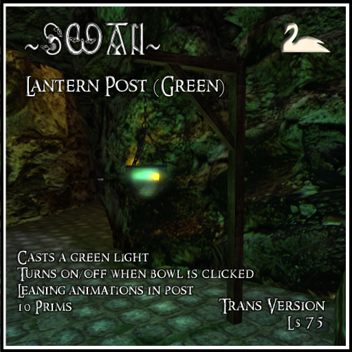 ~SWAN~ Lantern Post With Lean Poses (Green, Transfer)