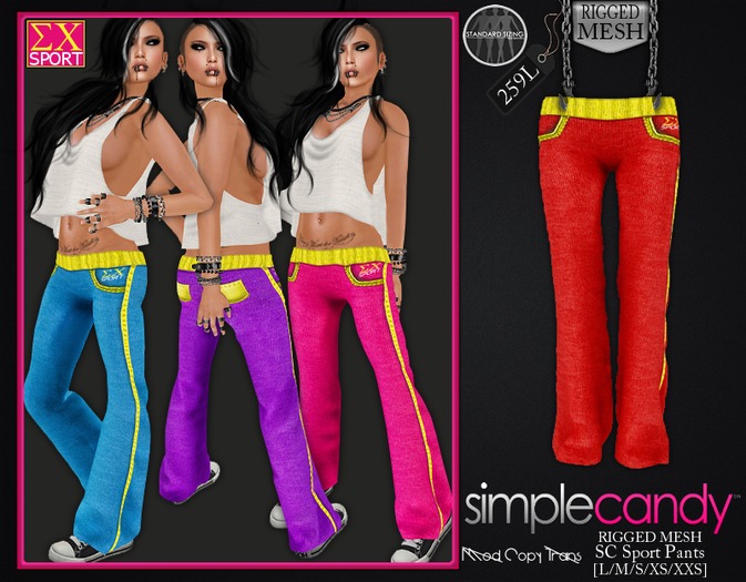 SimpleCandy - MESH SC Sport Pants [RED]
